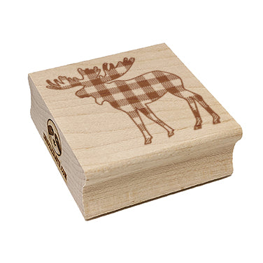 Plaid Moose Buffalo Print Square Rubber Stamp for Stamping Crafting