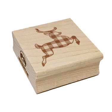 Plaid Reindeer Buffalo Square Rubber Stamp for Stamping Crafting