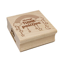 Always Think Positive Rainbow Stars Moon Square Rubber Stamp for Stamping Crafting