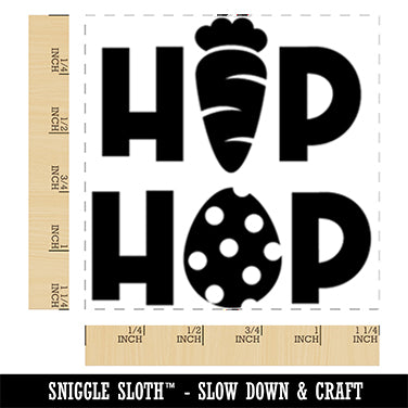 Bunny Hip Hop Carrot and Easter Egg Square Rubber Stamp for Stamping Crafting
