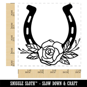 Classy Horseshoe with Rose Cowboy Cowgirl Western Farm Ranch Horses Square Rubber Stamp for Stamping Crafting