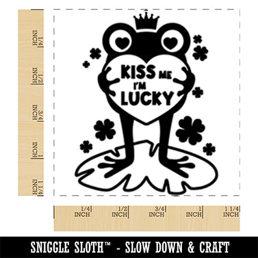 Frog Prince Kiss Me I'm Lucky Saint Patrick's Day Square Rubber Stamp for Stamping Crafting