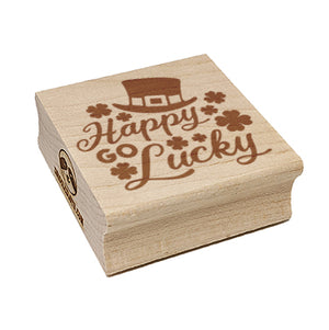 Happy Go Lucky Leprechaun Hat Shamrocks St. Patrick's Day Square Rubber Stamp for Stamping Crafting