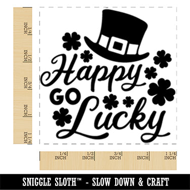 Happy Go Lucky Leprechaun Hat Shamrocks St. Patrick's Day Square Rubber Stamp for Stamping Crafting