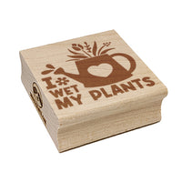 I Wet My Plants Watering Can Gardening Pun Spring Flowers Square Rubber Stamp for Stamping Crafting