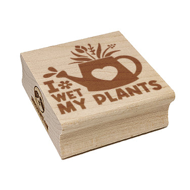 I Wet My Plants Watering Can Gardening Pun Spring Flowers Square Rubber Stamp for Stamping Crafting