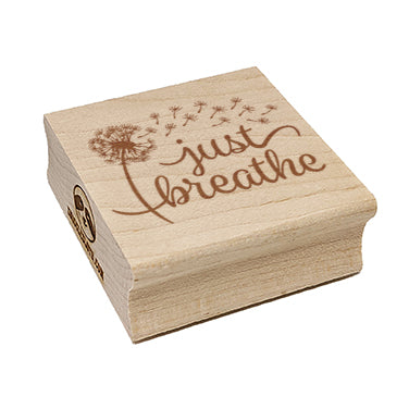 Inspirational Dandelion Just Breathe Square Rubber Stamp for Stamping Crafting