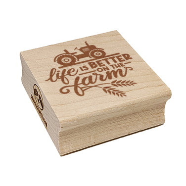 Life is Better on the Farm Tractor Square Rubber Stamp for Stamping Crafting