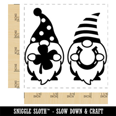 Pair of Saint Patrick's Day Gnomes Square Rubber Stamp for Stamping Crafting