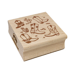 Western Cowboy Boots Square Rubber Stamp for Stamping Crafting