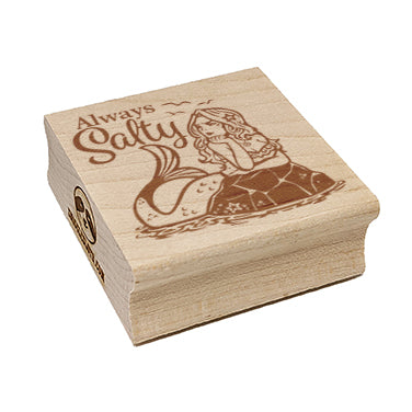 Always Salty Grumpy Beautiful Mermaid Square Rubber Stamp for Stamping Crafting