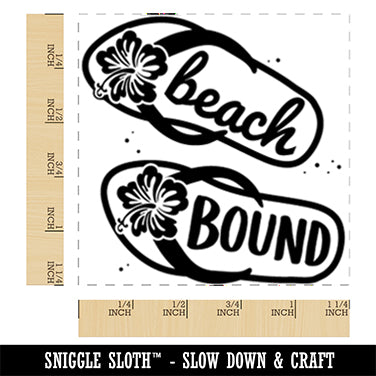 Beach Bound Sandals Flip Flops Hibiscus Square Rubber Stamp for Stamping Crafting