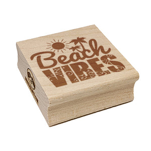 Beach Vibes with Sun and Waves Square Rubber Stamp for Stamping Crafting