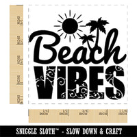 Beach Vibes with Sun and Waves Square Rubber Stamp for Stamping Crafting