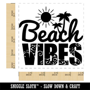 Beach Vibes with Sun and Waves Square Rubber Stamp for Stamping Crafting