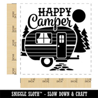 Happy Camper Trailer Camping Square Rubber Stamp for Stamping Crafting