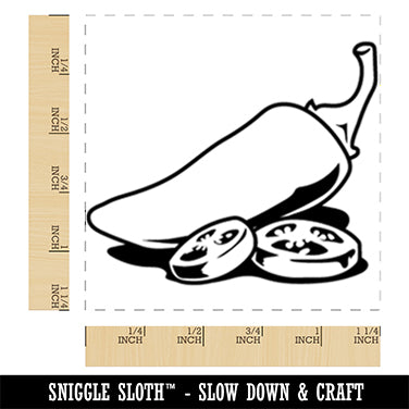 Jalapeno Hot Pepper with Seeds Square Rubber Stamp for Stamping Crafting