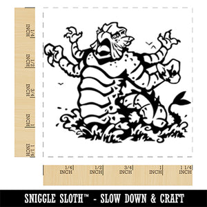 Kraken Titan Clashing with Waves Square Rubber Stamp for Stamping Crafting