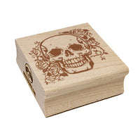 Skull and Roses Flowers Bones Square Rubber Stamp for Stamping Crafting