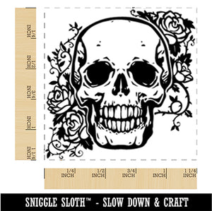 Skull and Roses Flowers Bones Square Rubber Stamp for Stamping Crafting