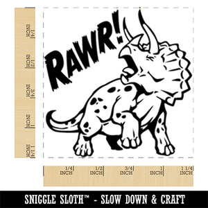 Triceratops Rawr Roar Dinosaur Square Rubber Stamp for Stamping Crafting