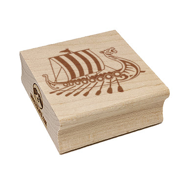 Viking Dragon Longboat Ship Square Rubber Stamp for Stamping Crafting