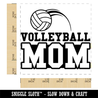 Volleyball Mom Text with Ball Square Rubber Stamp for Stamping Crafting