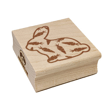 Bunny Side Profile Pattern Carrots Easter Square Rubber Stamp for Stamping Crafting