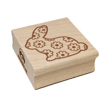 Bunny Side Profile Pattern Flowers Easter Square Rubber Stamp for Stamping Crafting