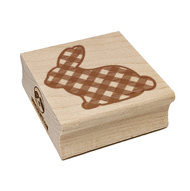 Bunny Side Profile Pattern Plaid Easter Square Rubber Stamp for Stamping Crafting
