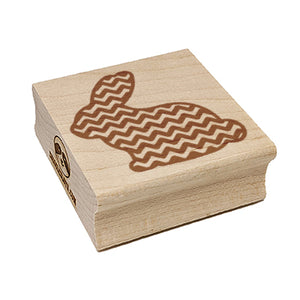 Bunny Side Profile Pattern ZigZag Lines Easter Square Rubber Stamp for Stamping Crafting