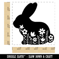 Floral Bunny Easter Square Rubber Stamp for Stamping Crafting