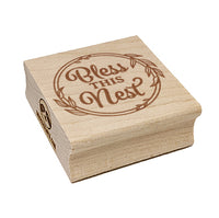 Bless This Nest Leaf Frame Detail Square Rubber Stamp for Stamping Crafting