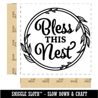 Bless This Nest Leaf Frame Detail Square Rubber Stamp for Stamping Crafting