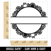 Cute Floral Split Wreath for Name Monogram Square Rubber Stamp for Stamping Crafting