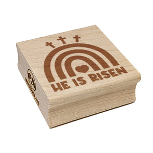 Easter Rainbow He is Risen Three Crosses Square Rubber Stamp for Stamping Crafting