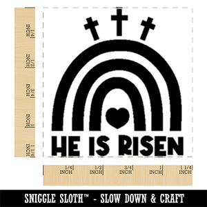 Easter Rainbow He is Risen Three Crosses Square Rubber Stamp for Stamping Crafting