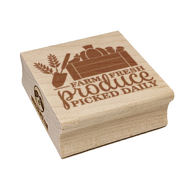 Farm Fresh Produce Picked Daily Farm Garden Vegetables Square Rubber Stamp for Stamping Crafting