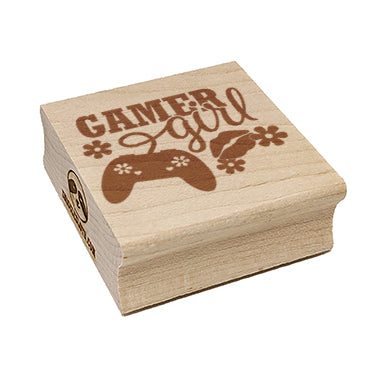 Gamer Girl with Controller Square Rubber Stamp for Stamping Crafting