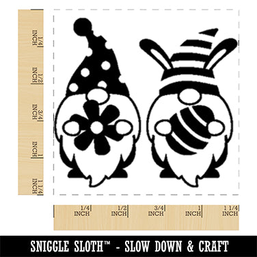 Pair of Easter Day Gnomes Egg Flower Spring Square Rubber Stamp for Stamping Crafting