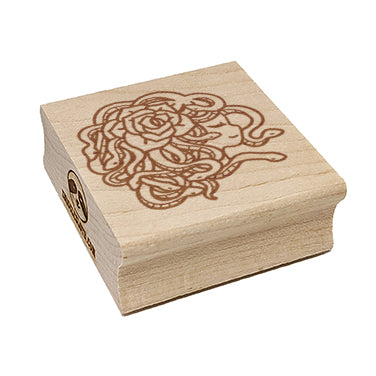 Resting Medusa with Rose Square Rubber Stamp for Stamping Crafting