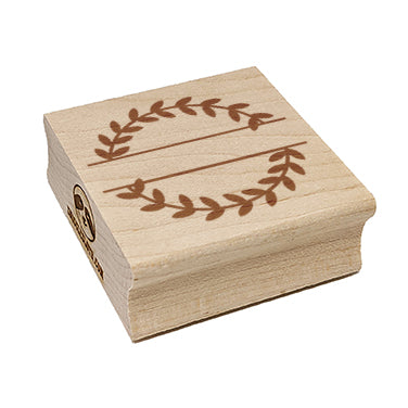 Solid Laurel Split Wreath for Name Monogram Square Rubber Stamp for Stamping Crafting