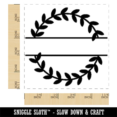 Solid Laurel Split Wreath for Name Monogram Square Rubber Stamp for Stamping Crafting