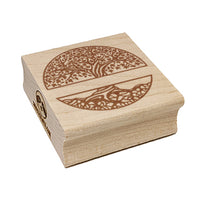 Family Tree of Life Split Frame Name Monogram Square Rubber Stamp for Stamping Crafting