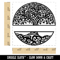 Family Tree of Life Split Frame Name Monogram Square Rubber Stamp for Stamping Crafting