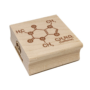 Science Molecule Caffeine Coffee Atomic Bonds Square Rubber Stamp for Stamping Crafting