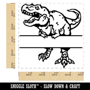 T-Rex Tyrannosaurus Rex Dinosaur Split Monogram Name Square Rubber Stamp for Stamping Crafting