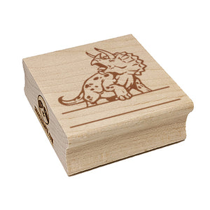 Triceratops Dinosaur Split Monogram Name Square Rubber Stamp for Stamping Crafting