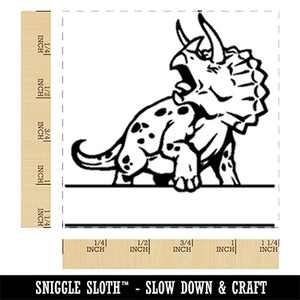 Triceratops Dinosaur Split Monogram Name Square Rubber Stamp for Stamping Crafting