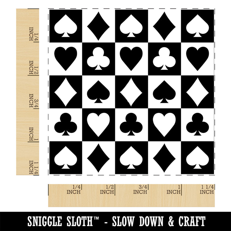 Checkered Card Suits Games Square Rubber Stamp for Stamping Crafting